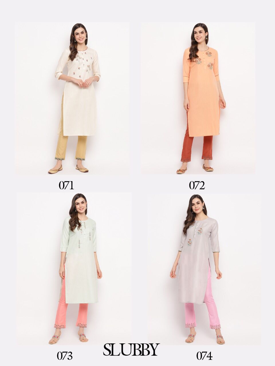 Ladyview Slubby 1 Classic Wear Heavy Magic Slub Embroidery Kurti Collection